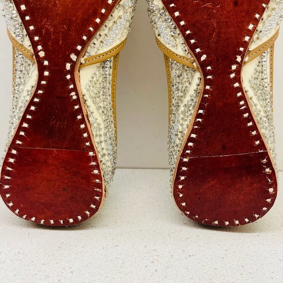 Embellished Cream and Silver Flats - Picture 6 of 16